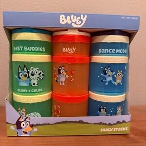New! Bluey set of three snack stacks with lids and handles